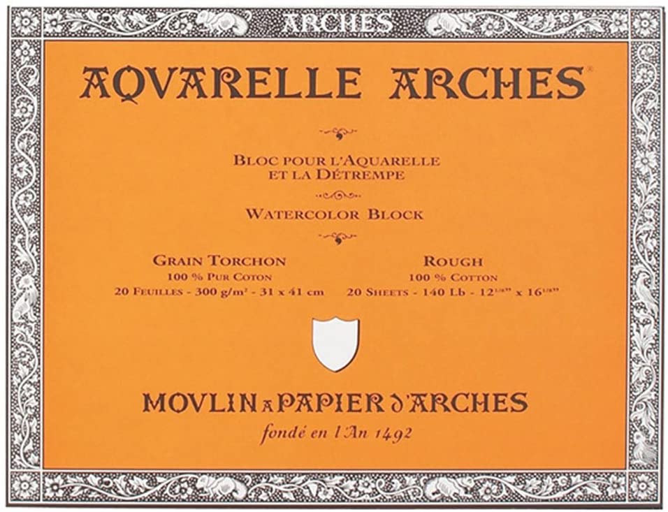 Arches Bloc aquarelle grain torchon 31 x 41 cm 300 g 20 pages Naturel Blanc  : : Cuisine et Maison